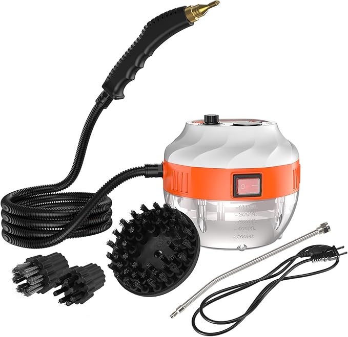 1000ml Handheld Steam Cleaner with 3 Brush Heads Steam Machine 1600W Multifunction Portable Electric Steam Cleaning Machine for Home Refrigerator Air Conditioner Microwave Oven (Color : White-B)