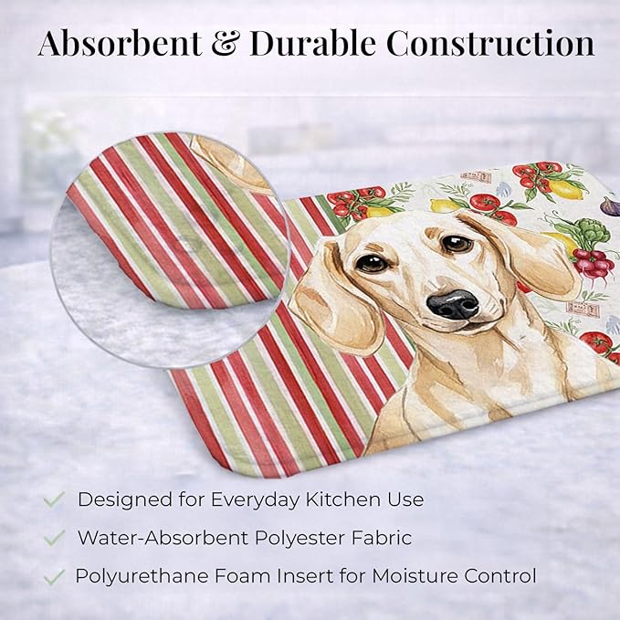 Caroline's Treasures Cream Dachshund Vegetables Dish Drying Mat Absorbent Dish Drying Mat Pad for Kitchen Counter Dish Drainer Mat for Countertop 14 x 21 Multicolor