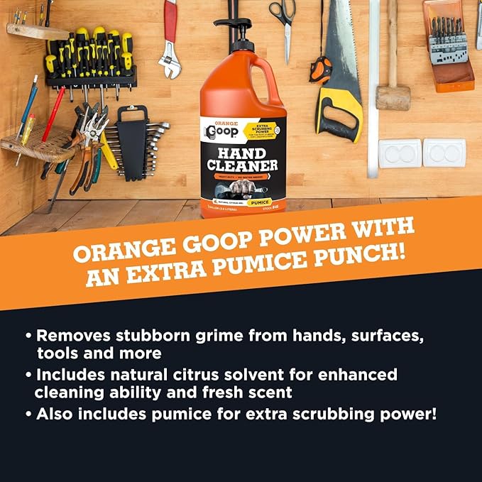 GOOP Orange Liquid with Pumice Multi-Purpose Waterless Hand Cleaner - 1 Gallon Pump Bottle - 4 Pack