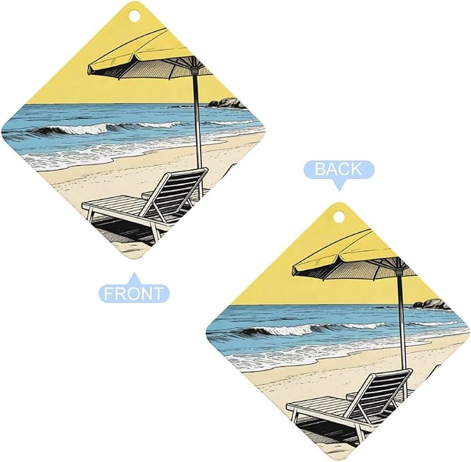 5PCS Car Air Freshener Hanging Personalized Double Sided Summer Beach Car Fresheners Long Lasting New Cars Scents Cute Automotive Freshies for Closets Drawers (tea)