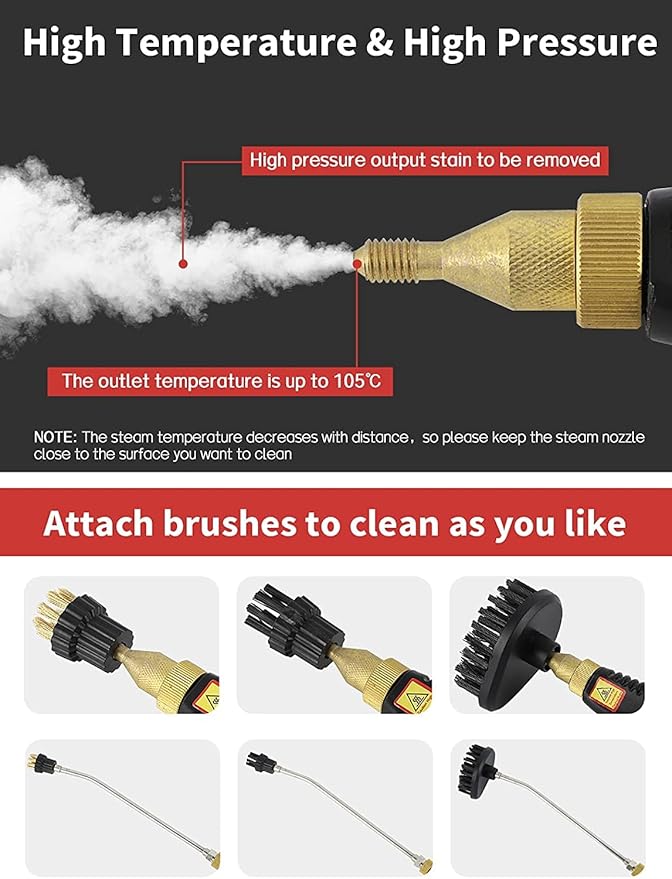 2500W High Temperature Pressurized Steam Cleaner Hand-Held Portable Steam Cleaning Machine 1000Ml Tank for Kitchen Bathroom Furniture Windows Autoswith Cleaning Kit Tool