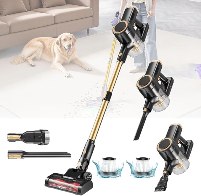 Cordless Vacuum Cleaner Stick Vacuums Electric Brooms Powerful Lightweight Vaccum Cleaners Upright Handheld Rechargeable Lithium-Ion Battery Wireless for Home Hardwood Floor Carpets Car