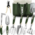 Aimerla Gardening Tools Set of 9 Heavy Duty Garden Tools with Non-Slip Rubber Grip with Large Garden Bag for Tools Durable Hand Tools for Gardening WeedingGardening Gifts for WomenMen (Dark Green)