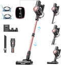 Vexilar Cordless Vacuum Cleaner Self-Standing Rechargeable Stick Vacuum Cleaners for Home 35mins Runtime LED Screen 6-in-1 Lightweight Handheld Vacuum for Hard Floor Carpet (Pink)