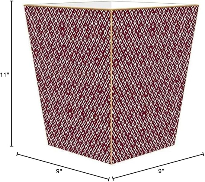 Marye-Kelley- Berkely Cranberry Wastepaper Basket Wastebasket Decoupage Wood Decorative Wastebasket for Kitchen Bathroom Bedroom Living Room Handmade Made in The USA
