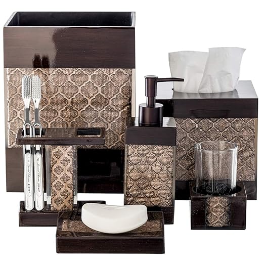Creative Scents Dahlia Brown Bathroom Trash Can 1.98 Gal / 7.5L - Small Waste Basket for Bathroom - Durable Space Friendly Waste Bin - Decorative Wastebasket for Modern Room or Bedroom Decor