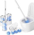 8 Pack Pumice Stone Toilet Bowl Set with 18 in Extra Long HandleWhite Holder Case8 Pack in 2 Cans Pumice Stone Toilet Refills Heads