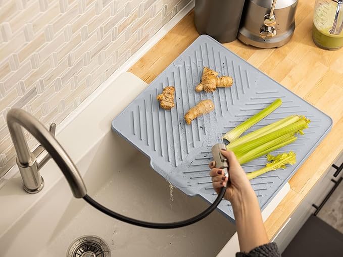WeatherTech DishMat Drain- 16 x 18 Drip Dry Hand-Washed Dish Drying Mat Pebble