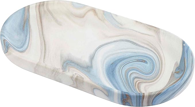 Avanti Linens - Vanity Tray Resin Countertop Accessories Guest Bathroom Essentials (Waves Collection Blue)