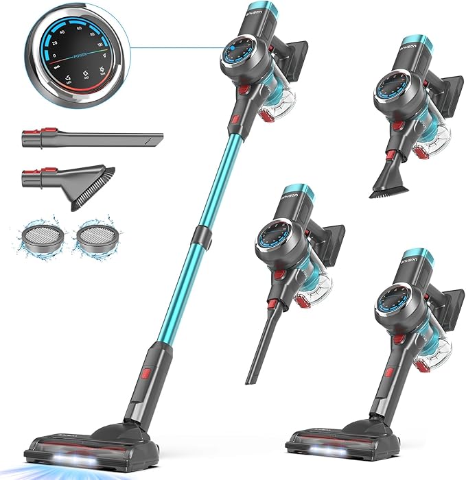 Cordless Vacuum Cleaner 650W/55KPa Cordless Vacuum 70 Mins Run Time Self-Supporting DesignStick Vacuum with OLED Display and Anti-Tangle Brush for Home Carpets Hard Floors and Pet Hair
