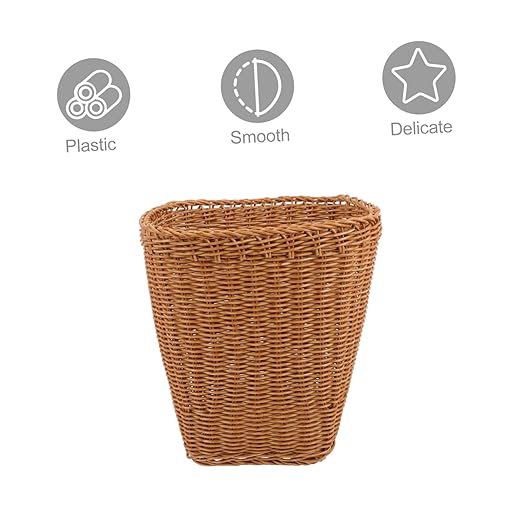 Trash Can Boho Style Woven Storage Basket Wastebasket for Bedroom Kitchen Office