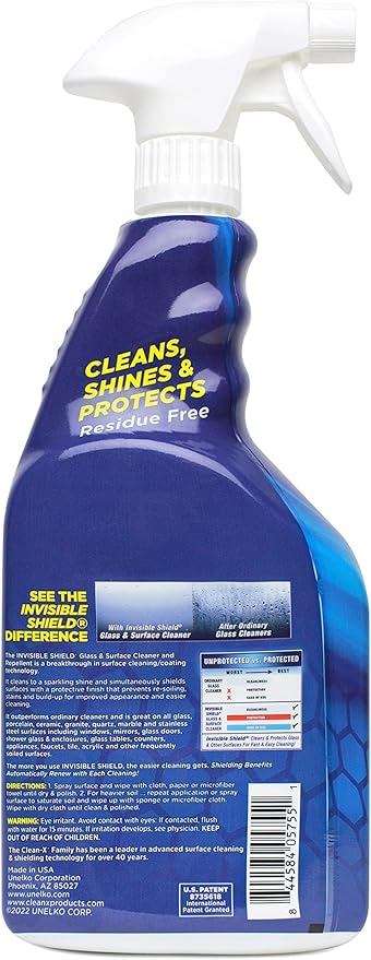 Invisible Shield Glass &amp Surface Cleaner and Repellent 32 fl. oz. Cleans and Protects against future dirt on multi surfaces by UNELKO- Clean-X (2)