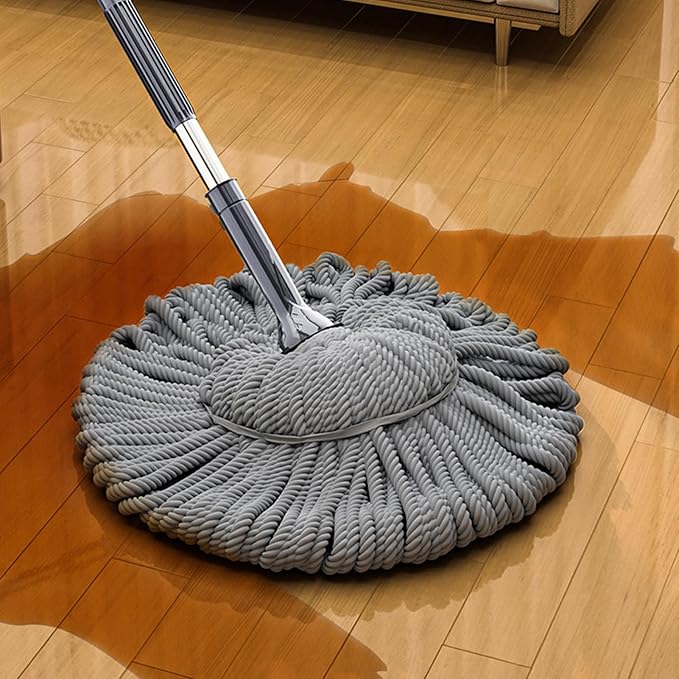 Self Wringing Twist Mop Stainless Steel Fiber Rope Easy Squeeze Floor Mop for Household Cleaning Tool