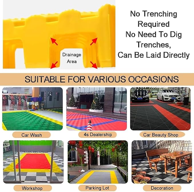 Trench Drainage GrateDrain Covers OutdoorInterlocking Floor TilesModular Mats Multicolor 40x40x4cm Pack of 4-20 Pcs(Grey20 pieces)
