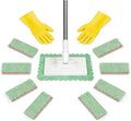 No Wash Mop Disposable Dusty Mop Lazy Mops Disposable Dust Mop with 4 Reusable Cloths Zero Touch Clip Mopping Stick Wet and Dry Click Mops for Floor Cleaning