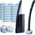 Disposable Toilet Brush with 50 Wand Cleaner Refills PadsWall Mounted Toilet Bowl Holder SetToilet Cleaning System Starter KitBathroom Cleaning System for Sink Bathtub Wash Basin