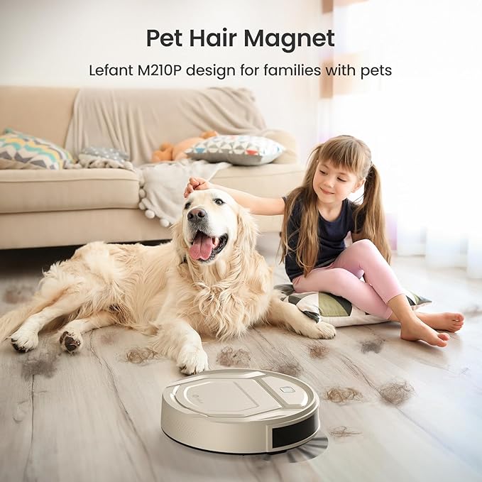 Lefant Robot Vacuum Slim Quiet 3 Adjustable Strong Suction Levels Robot Vacuum Cleaner Ideal for Pet Hair Hard Floor and Daily Cleaning WiFi/App/Alexa/iWatch Control M210 Pro