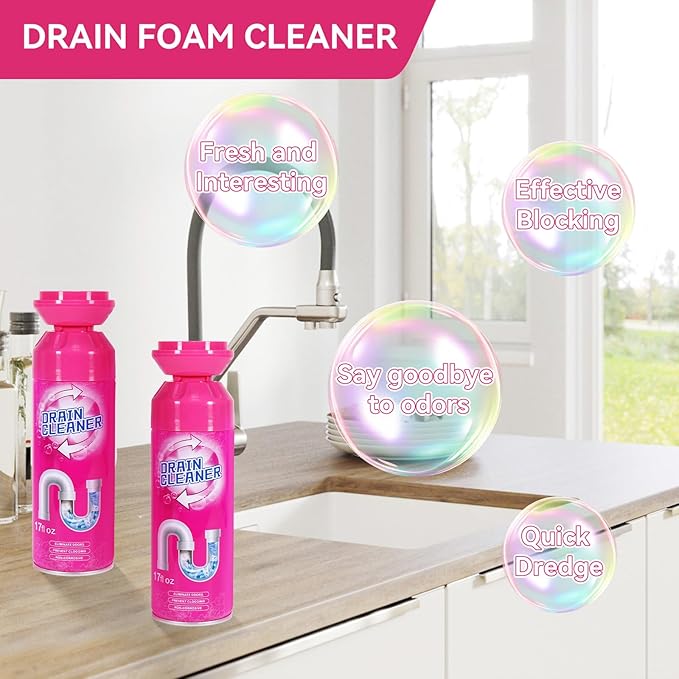 Foaming Drain Cleaner Sink Cleaner and Deodorizer Drain Clog Remover for Kitchen Sinks Tubs Shower Drains (3 Pcs)