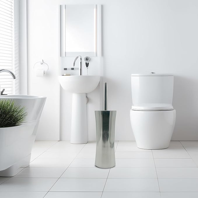 Vince Camuto Toilet Bowl Brush with Holder Durable Bathroom Cleaning Tool Modern Design for Easy Toilet Maintenance Bathroom Cleaner Brush for Efficient Cleaning and Hygiene