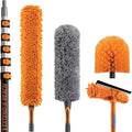 30 Foot High Reach Duster Kit with 5-24 ft Extension Pole // High Ceiling Dusting and Window Cleaning Kit with Telescopic Pole // Window Washer &amp Squeegee Cobweb Duster Fan Blade and Feather Dus