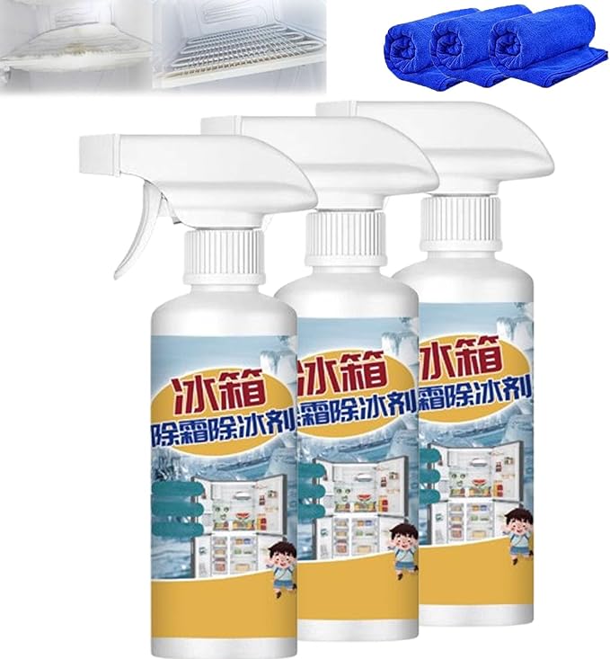 High Effective Refrigerator Defrosting Agent Defrosting Spray for Fridge Freezer 9.87 Oz - Efficiently Fast Removes Ice Refrigerator Cleaning Defrost Spray for Cleaning Inside (3)