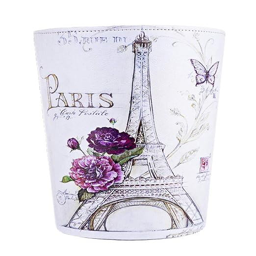 Lingxuinfo Scakbyer Waste Paper Bin European British Style Tower Pattern Trash Can Wastebasket Garbage Can Without Lid Waste Bin for Kitchen Bathroom Bedroom (Tower Purple Flower)