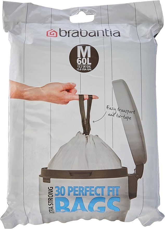 Brabantia Bin Liners Size M/60 Litre (30 Bags) White