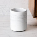 Bathroom Trash Can - Decorative Wastebasket Finished in Resin Beautiful Marble Look Modern Round Waste Basket for Bathroom Powder Room Or Living (Marble Style) white