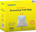 13 Gallon Tall Kitchen Trash Bags Lemon Scented 200 Count Drawstring Garbage Bags Pre-Separated Odor Control Ultra Strong Leakproof Sturdy White