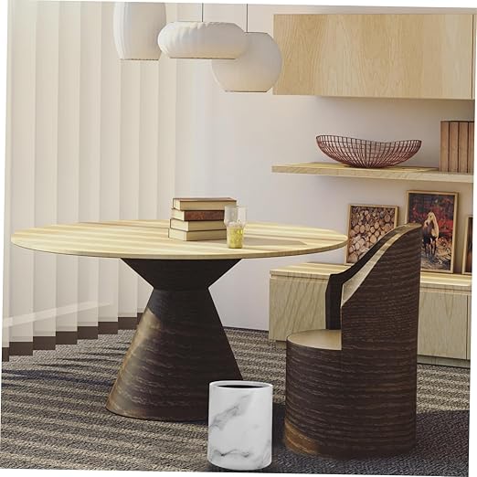 Marble Pattern Trash Can Dual Layer Wastebasket for Home Office Kitchen Round Lidless Garbage Container Sturdy Plastic Design for Living Room and Bathroom