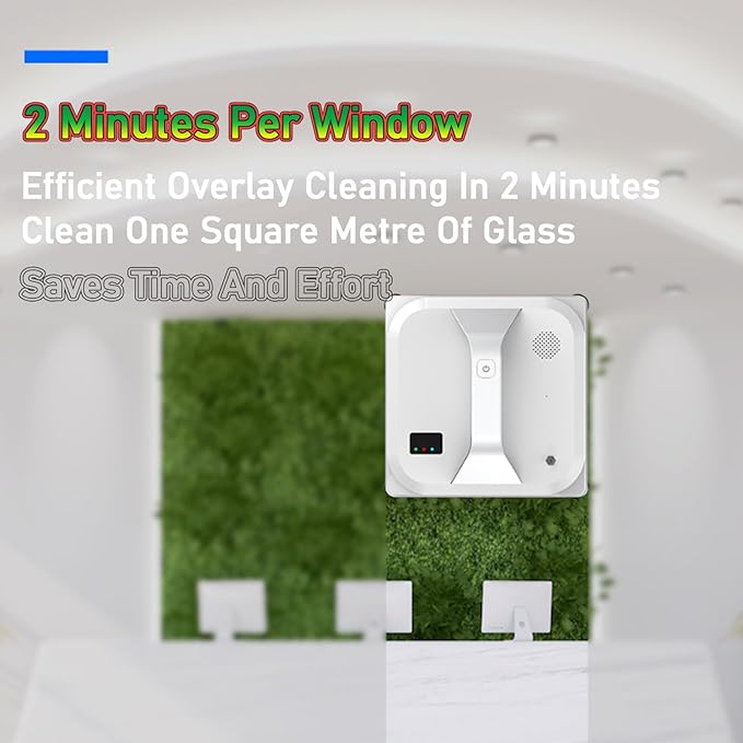 Smart Window Cleaning RobotHousehold Automatic Glass Cleaner RoboticStrong Suction| Intelligent Planningfor Outdoor/Indoor Windows Table Tile Ceiling