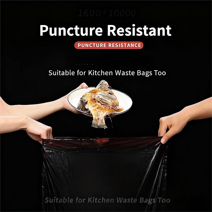 Drawstring Trash Bags 5 Roll 75 Count17.72 x 19.69 inches Heavy Duty Garbage Bags Multipurpose Trash Liners for Home Kitchen Outdoor Use (Black 17.72 x 19.69 inches)