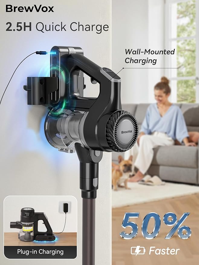 Telescopic Cordless Stick Vacuum Cleaner for Home Carpet &amp Pet Hair 40kPa Powerful Suction 450W Motor 65 Min Runtime 2.5H Quick Rechargeable for All Floors