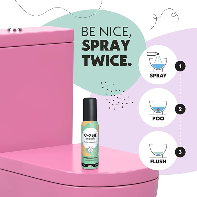 OOPSIE POOPSIE Mediterranean Sage Before &amp After You Go Toilet Spray 2oz 4-Pack Gift Set - Portable Odor Eliminator