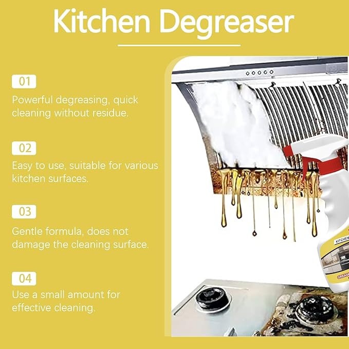 Kitchen Degreaser Cleaner - Foam Spray For Stovetops &amp Countertops Powerful Grease Removal Gentle Formula(3PCS)