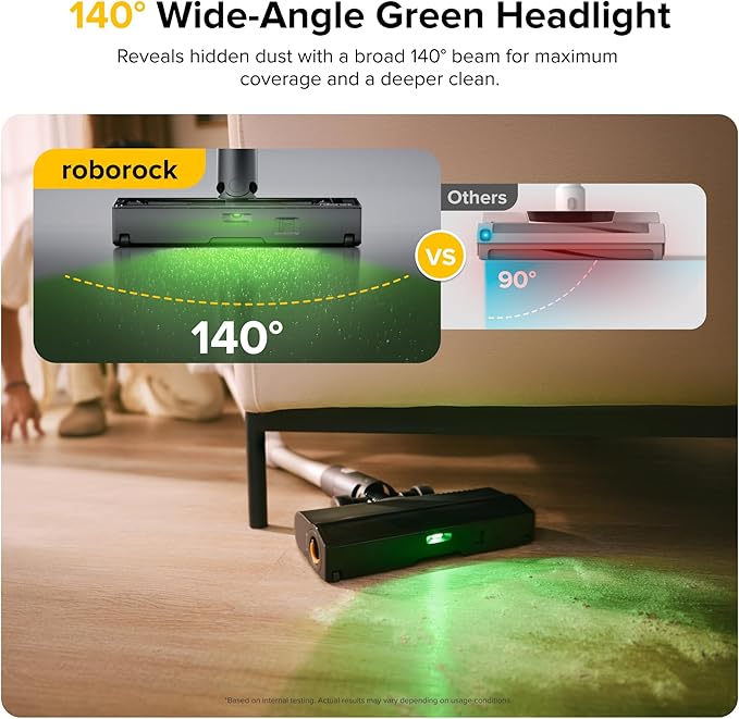 roborock H60 Pro Cordless Stick Vacuum Cleaner 170AW Suction Power 80-Min Runtime 90° Bendable Tube Dust-Detecting LED Anti-Tangle Vacuum Cleaner for Home Carpets Hard Floors &amp Pet Hair