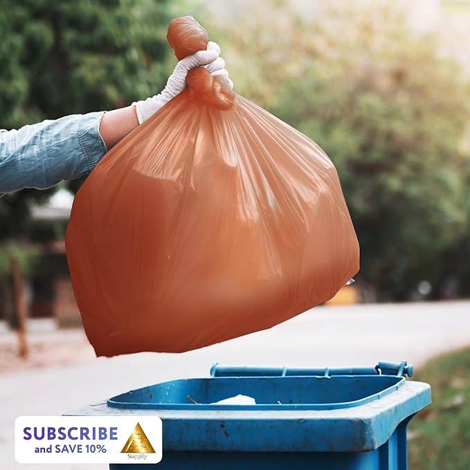APQ Outdoor Trash Bags Large 43 x 47 Pack of 100 Orange Trash Can Liners Thin 2 Mil Polyethylene Big Garbage Bags Unscented Leakproof Waste Basket Bags 56 Gallons Kitchen Waste Basket Liner