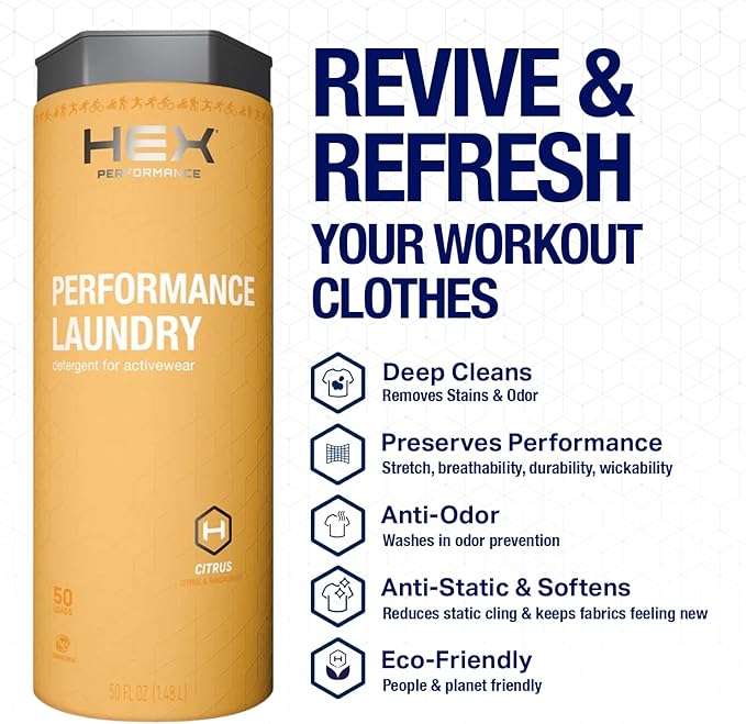 HEX Performance Laundry Detergent Citrus 100 Loads (Pack of 2) - Designed for Activewear Eco-Friendly Concentrated Formula