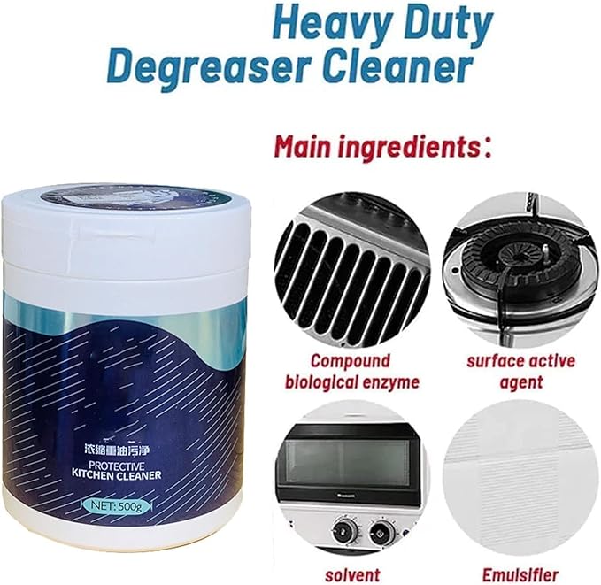 Kitchen Powder Degreaser Cleaning Powder for Grease All Purpose CleaningPowder Stove Cleaner Heavy Oil Grease Away PowderCleaner (1PC)