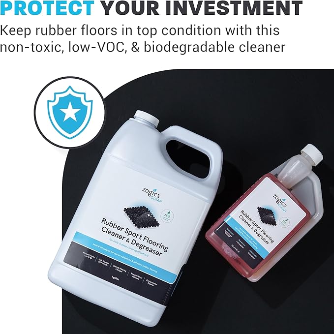 Zogics Rubber Flooring Cleaner and Degreaser – Cleaner Concentrate and Heavy Duty Degreaser for Rubber Floors and Mats Biodegradable and Non Toxic Cleaner (4 Gallons/Case)