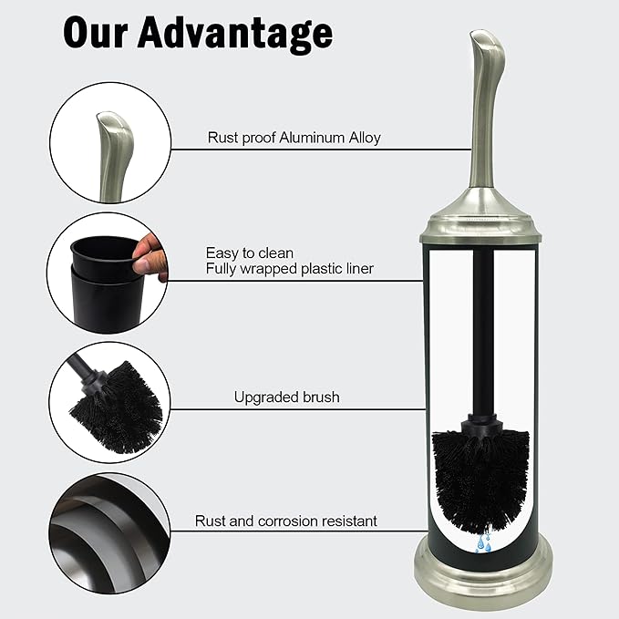 Vince Camuto Toilet Bowl Brush with Holder Durable Bathroom Cleaning Tool Modern Design for Easy Toilet Maintenance Bathroom Cleaner Brush for Efficient Cleaning and Hygiene