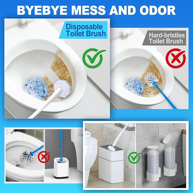 100pcs Disposable Toilet Brush Replacement HeadBathroom CleaningDisposable Bowl Cleaners Compatible with Most Toilet Brushes