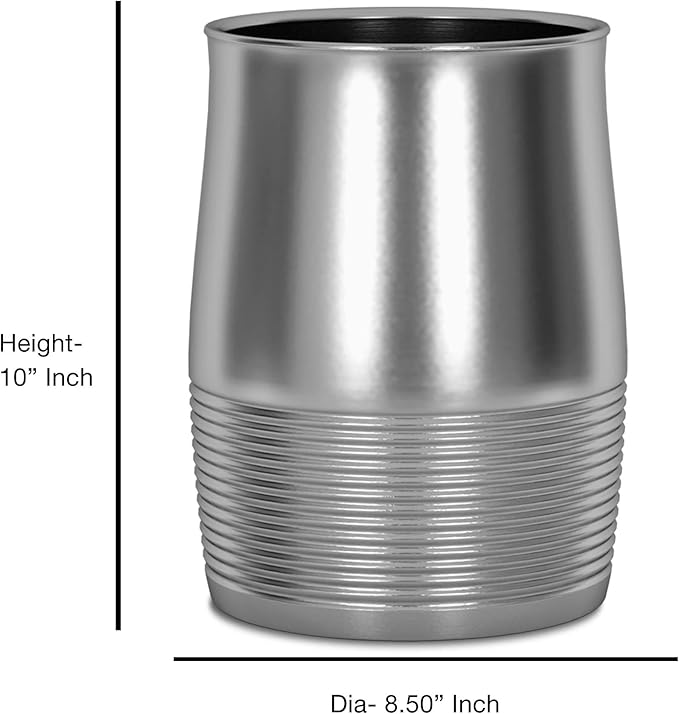 nu steel Arvada Ribbed Metal Rust Resistant Stainless Steel Small Trash Can Wastebasket Garbage Container Bin for Bathrooms Powder Rooms Kitchens Home Offices