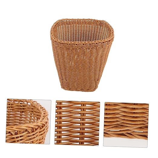 Trash Can Boho Style Woven Storage Basket Wastebasket for Bedroom Kitchen Office