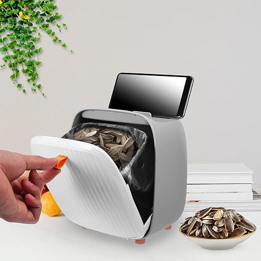Mini Desktop Trash Can Small Wastebasket Removable Tabletop Garbage Bin White Compact Countertop Rubbish Bin for Office Dorm Room