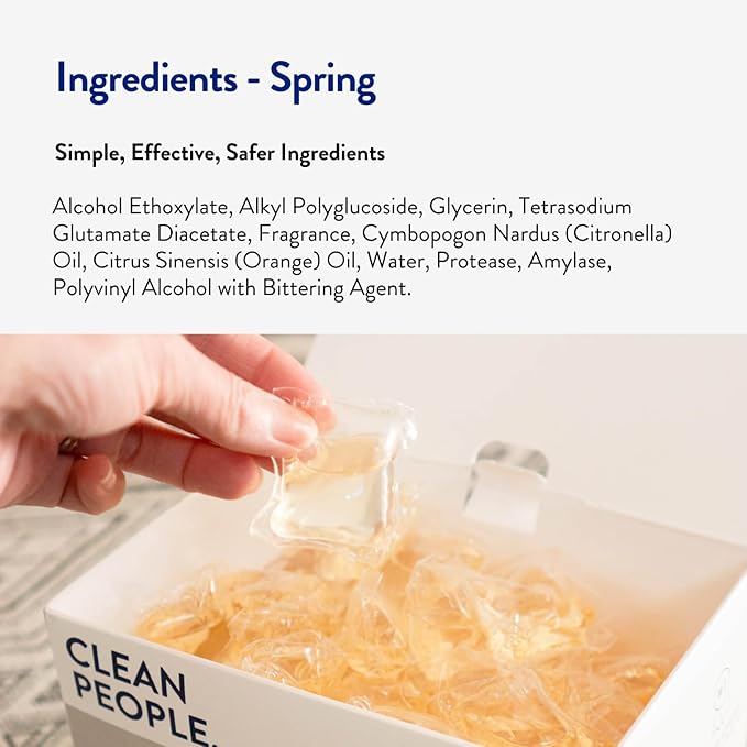 The Clean People Laundry Detergent Pods - Hypoallergenic Laundry Pods - Ultra Concentrated Recyclable Packaging Stain Fighting - Spring Scent 96 Pack