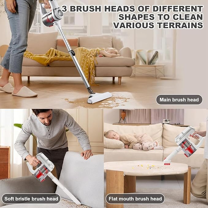 cjc 150W Cordless Vacuum Cleaner for Home 35 Mins Runtime 3-in-1 Lightweight Handheld Stick Vacuum with HEPA Filtration Rechargeable Portable Vacuum Cleaner for Hard Floor Pet Hai