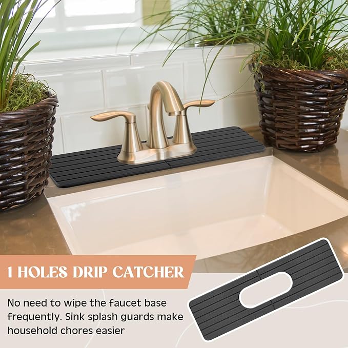 an Oval Hole Gray Faucet Mat for Kitchen Sink Bathroom 17.32 x 4.6 Kitchen Faucet Absorbent Mat Diatomite Splash Guard Quick Drying Stone Drip Catcher Hole 6.22  x 2.28