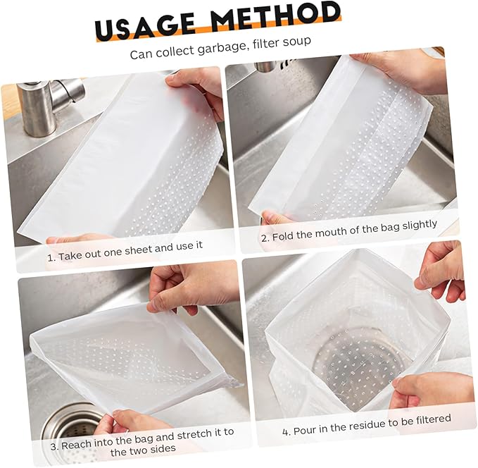150 Pcs Transparent Hollow Trash Bags for Kitchen Bathroom Bedroom Upright Home Garbage Bags with Food Soup Filtering Durable Waste Liners for Daily Use