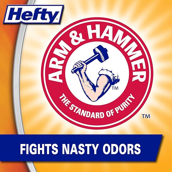 HEFTY Gripper Scented Kitchen Bags Drawstring Plastic Black 80 Count (Pack of 2)